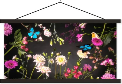 Produktbild von MuchoWow® Textilposter Stillleben - Farben - Blumen 120x60 cm mit schwarzem Rahmen - Dekoration Schlafzimmer