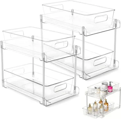 Produktbild von Unterbecken Organizer 2 Ebenen, transparente Aufbewahrungsbox, für Bad