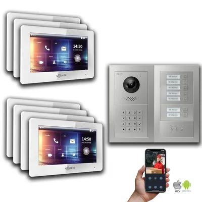 Produktbild von Goliath IP Video Türsprechanlage: 7-Zoll 7 Familienhaus, Zahlencode, Anzeige, Silber : 7 Zoll Weiß : Aufputz Dose Monitor Farbe: 7 Zoll Weiß Montage: Aufputz Dose