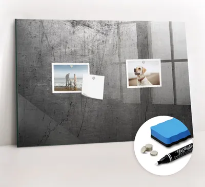 Produktbild von Magnetpinnwand Memoboard - Zubehörsatz - Weißer Marker + Schwamm + Magnete - 60 x 40 cm - Metallwand