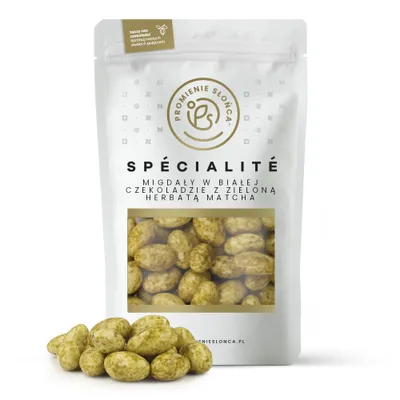Zdjęcie produktu dla Migdały w Białej Czekoladzie z Zieloną Herbatą Matcha 200 g