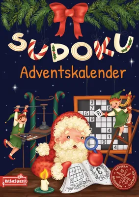 Produktbild von Adventskalender Sudoku 2025 mit 144 Rätseln, 24 Ausmal-Türchen, personalisierbar