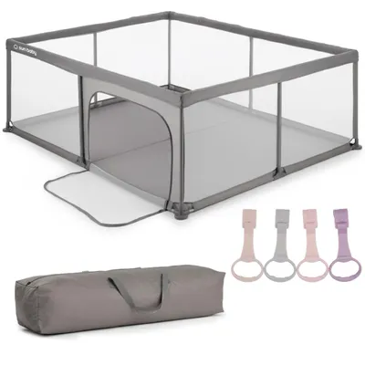 Zdjęcie produktu dla Kojec dla dziecka łóżeczko DUŻY PLAC ZABAW 150 x 200 x 68 cm + uchwyty do kojca ZESTAW