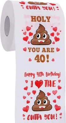 Immagine prodotto di Carta igienica con motivo per il 40° compleanno, 1 rotolo, ideale per feste di compleanno