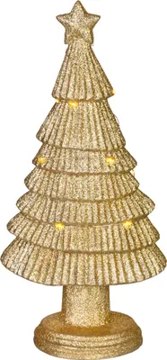 Imagen del producto de Árbol decorativo LED MagicHome Navidad, polirresina, dorado, 15,5x11x31 cm