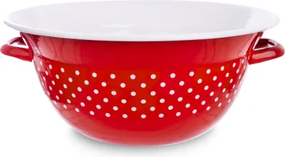 Produktbild von ORION Emaille-Schüssel retro emailliert ROT MIT WEISSEN PUNKTEN 26 cm