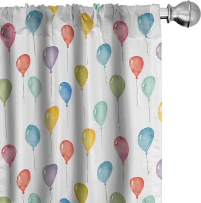 Produktbild von ABAKUHAUS Bunt Vorhänge, Gardinen, Festival Unterhaltung Karneval Thema Fliegen Luftballons Watercolours Feier Überraschung, 2 Stück 75 x 245 cm, Mehrfarbig