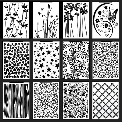 Imagen del producto de Juego de 12 carpetas de plástico para estampado, de 14,8 x 10,5 cm, ideales para tarjetas y scrapbooking