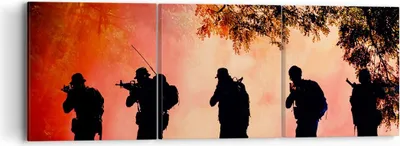 Produktbild von Bild auf Leinwand - Leinwandbild - Soldat Gewehr - 90x30cm - Wand Bild - Wanddeko - Wandbilder - Leinwanddruck - Bilder - Kunstdruck - Wanddekoration - Leinwand bilder - Wandkunst - CA90x30-3977