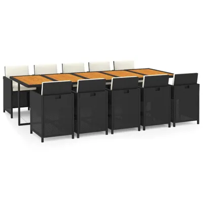 Immagine prodotto di vidaXL set da pranzo da giardino a 11 pezzi con cuscini in poly rattan nero