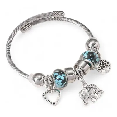 Produktbild von Verspielte Silber Armkette Anhänger Elefant Baum Herz Kugeln Armband