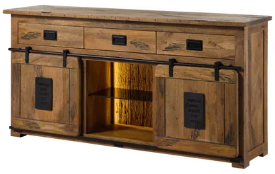 Produktbild von MASSIVMOEBEL24 Sideboard Mango / Altholz 180x45x90 natur lackiert RAILWAY LUX #102
