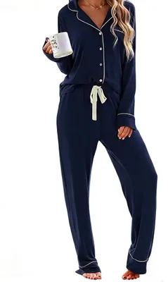 Produktbild von Pyjama-Set für Damen und Herren mit langen Ärmeln und Hose