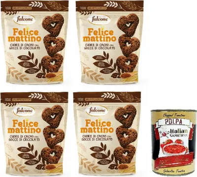 Produktbild von Falcone-Cuore di Cacao con gocce di cioccolato Kakaoherz mit Schokoladenstückchen 4x500gr + Italian Gourmet polpa 400g