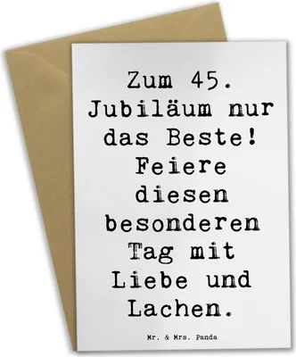 Produktbild von Mr. & Mrs. Panda Grußkarte Spruch 45. Geburtstag Feiern - Weiß - Geschenk, babykarte, Freude, Geschenke, Alter, Happy Birthday, weihnachtskarten, osterkarten, Liebe