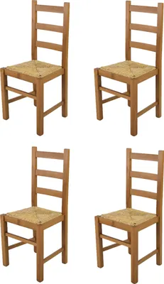 Image de t m c s Tommychairs - Set de 4 chaises RUSTICA pour la cuisine et la salle à manger, structure robuste en bois de hêtre, couleur chêne laqué et assise en paille