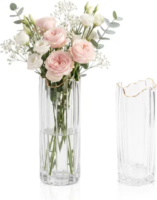Image de Vase en verre transparent, de 31 cm, idéal pour le salon