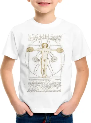 Produktbild von style3 Vitruvianischer Mensch mit Kurzhantel Kinder T-Shirt butterfly rudern training