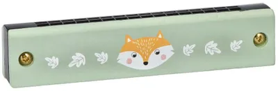 Produktbild von Kinder-Mundharmonika aus Holz – Blau mit Fuchs