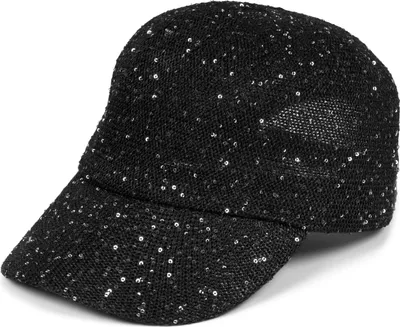 Produktbild von styleBREAKER Damen Sommer Baseball Cap gewebt mit Pailletten | Luftiges Basecap mit Metallschnalle verstellbar | Einfarbige Schildkappe für Strand und Freizeit