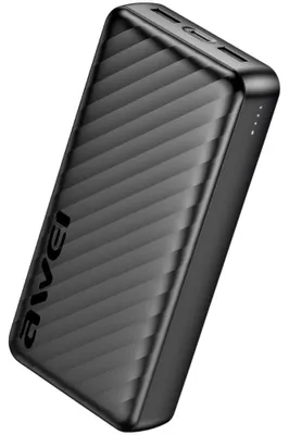 Image de Batterie externe AWEI P6K Pro, 20000 mAh, 2 ports USB-A et 1 port USB-C, noire