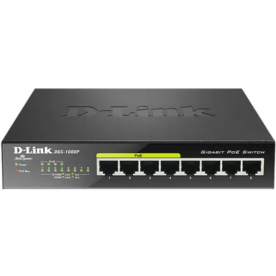 Produktbild von D-Link DGS-1008P 8-Port Gigabit PoE+ Unmanaged Desktop Switch