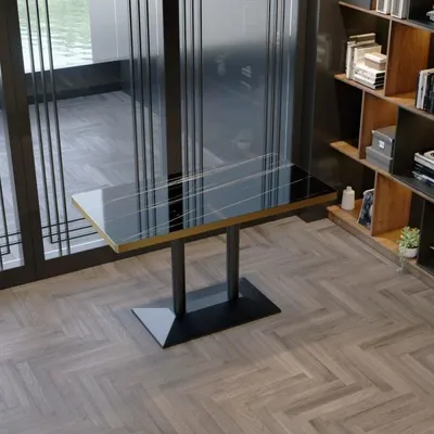 Produktbild von Gastronomiemöbel, Esstisch, Couchtisch, Metall-Tischbeine, Schwarz, rechteckiger Tisch, 120×60×75 cm /HMJBCZ-HT/