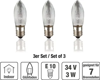 Obrázek produktu pro Hellum E10 3W, 3 W, E10, Mini svíčka, Čisté, 34 V, 3 kusů