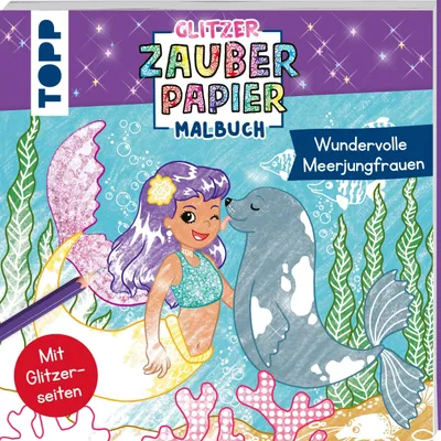 Produktbild von Glitzer Zauberpapier Malbuch Wundervolle Meerjungfrauen