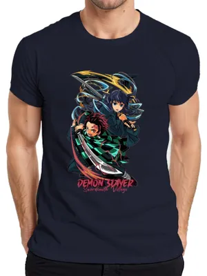 Immagine prodotto di Maglietta da uomo Demon Slayer Swordsmith Village Tanjiro Sword Anime Gift, Navy, M