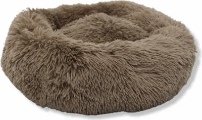 Produktbild von Katzenbett Hundebett flauschig 60 cm Donut Kissen Kuschelbett Katzenkissen Katzen Bett Katzenkörbchen Rund Beige