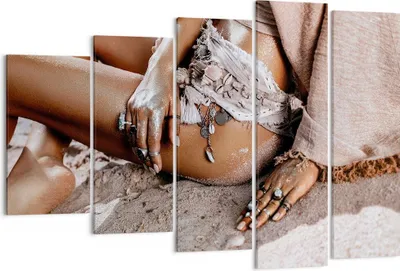 Produktbild von Bild auf Leinwand - Leinwandbild - 5 Teile - Sand Frau Schmuck - 150x100cm - Wand Bild - Wanddeko - Wandbilder - Leinwanddruck - Bilder - Wanddekoration - Leinwand bilder - Wandbild - EG150x100-4634