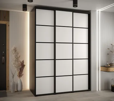 Obrázek produktu pro Šatní skříň YVONA 4 - 180/60 cm, černá / bílá / černá