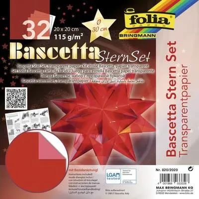 Produktbild von folia Faltblätter Bascetta-Stern, 200 x 200 mm, rot