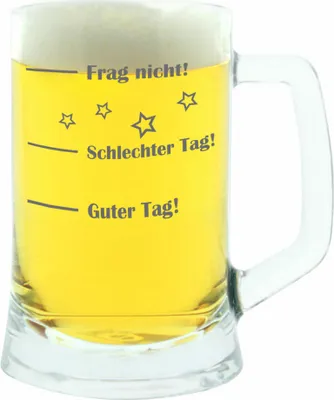 Immagine prodotto di montana: Boccale di birra, Buona giornata! Brutta giornata! Non chiedere, boccale di birra, bicchiere d'atmosfera con incisione divertente, bicchiere di birra d'atmosfera, 500 ml