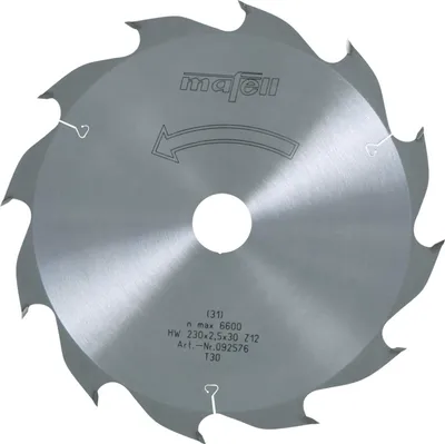 Produktbild von mafell Sägeblatt-HM 230 x 1,8/2,5 x 30 mm Z 12 WZ für Längsschnitte in Holz (KSP 85 Fc) - 092576