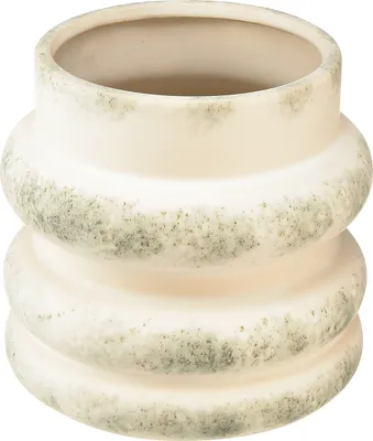Produktbild von Deko Übertopf Keramik Trockengestecke Creme Graugrün 16x16cm Modern Eleganz