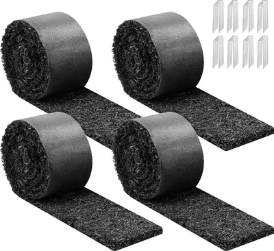 Obrázok produktu pre SucceBuy gumová mulčovacia rohož, 4 rolky s rozmermi 305 x 11,5 cm, 1,3 cm hrubá rohož proti burine, záhradná textília, textília proti burine, okrajová rohož, rohož na chodník pre záhradné a krajinárske úpravy