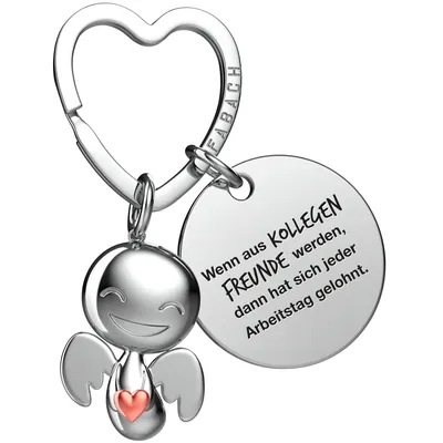 Produktbild von FABACH Beste Kollegin Schutzengel Schlüsselanhänger mit Herz und Gravur – Engel Glücksbringer mit Botschaft Abschiedsgeschenk für Arbeitskollegin