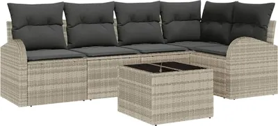 Immagine prodotto di Set di divani con cuscino 6 pcs Grigio chiaro Poliestere