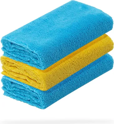 Produktbild von detailmate 3er Set Mikrofasertücher - 40x40cm, 550 GSM - Mikrofaser Poliertücher 2x blau, 1x gelb