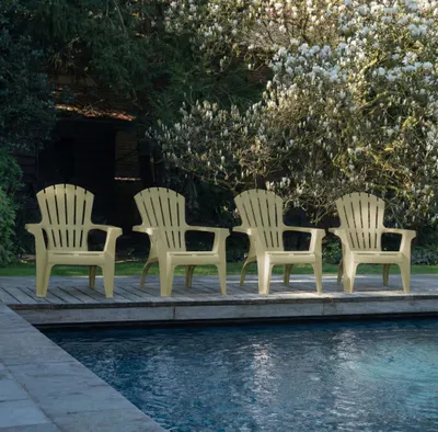 Image de Lot de 4 Fauteuils Adirondack de jardin en résine empilables Vert