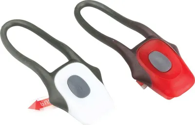 Productafbeelding van Fietslampen: Een paar rode en witte LED-lampen. Universele, elastische bevestiging voor de fiets