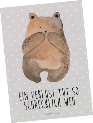 Produktbild von Mr. & Mrs. Panda Postkarte Bär Verlust - Grau Pastell - Geschenk, Postkarten, Fotokarte, Teddy, Ansichtskarte, Ansichtskarten, Grußkarte