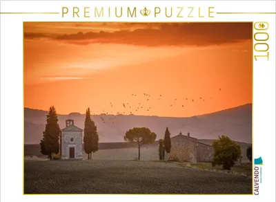 Produktbild von CALVENDO Puzzle DIe Cappella di Vitaleta vor Sonnenaufgang 1000 Teile Puzzle quer | 1000 Teile Lege-Größe 64 × 48 cm Foto-Puzzle für glückliche Stunden