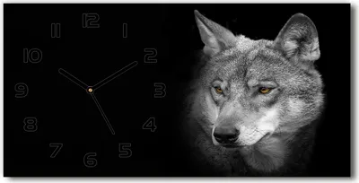 Produktbild von Wanduhr aus Glas – 60x30 cm - Glasbild - Glasuhr - Gehärtetes Glas - schwarze-zeiger – Wolf