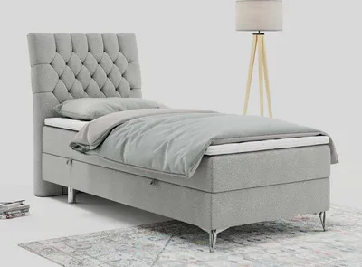 Produktbild von Boxspringbett, Gästebett, Kinderbett mit Bettkästen  - MILEN - 90x200cm - links - Hellgrau - H3