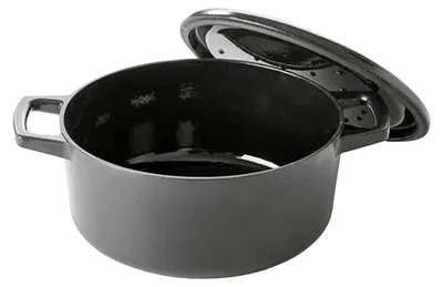 Schmortopf rund 26 cm Gusseisen emailliert schwarz