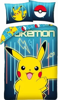 Produktbild von Pokemon poszwa na kołdrę pikachu niebieska 140 x 200 cm - bawełna (70 x 90 cm)