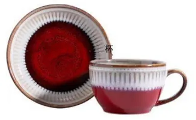 Produktbild von Cappuccinotasse Set 250ml mit Untertasse Keramik Rot dickwandig